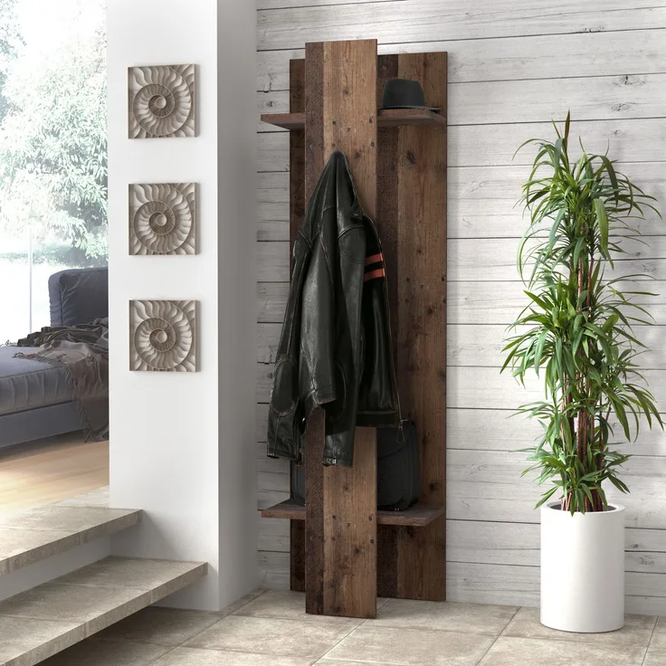 FORTE Clif Kleiderpaneel, Holzwerkstoff, Grau/Braun, 60 x 200,5 x 34,4 cm