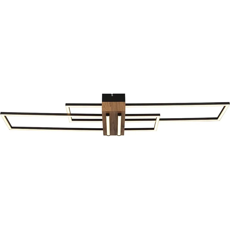 LED Deckenleuchte, schwarz, Holzoptik, L 100 cm