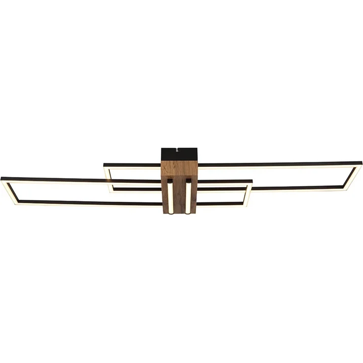 LED Deckenleuchte, schwarz, Holzoptik, L 100 cm – Bild 1