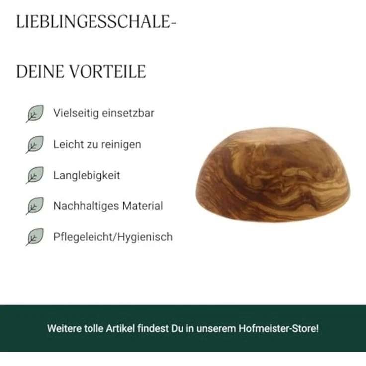 Hofmeister Schale Olivenholz 18 cm Holzschale Obst Müsli, Olivenholz – Bild 5