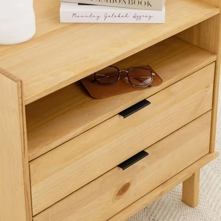 IDIMEX Nachtkommode TEPERA, Nachtkommode mit 2 Schubladen und Ablage aus Massivholz Gebeizt – Bild 3