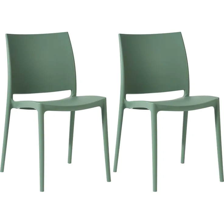 CLP 2er Set Gartenstühl Meton mit Lehne stapelbar wetterfest UV-beständig bis 150 kg,oliv