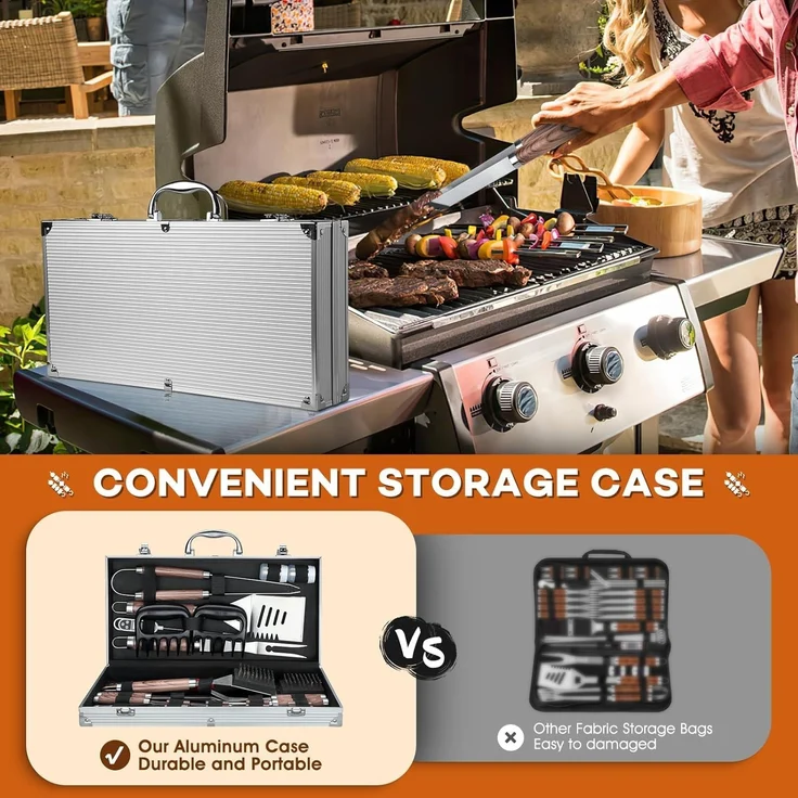 DRAGON RIOT Grillbesteck Set Edelstahl 29 Stück BBQ Zubehör – Bild 6