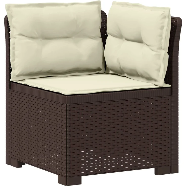 vidaXL 5-Sitzer Gartensofa mit Kissen Rattan-Look PP Braun 3443910 – Bild 5