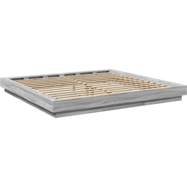 vidaXL Bettgestell Grau Sonoma 200x200 cm Holzwerkstoff 3281166 – Bild 6
