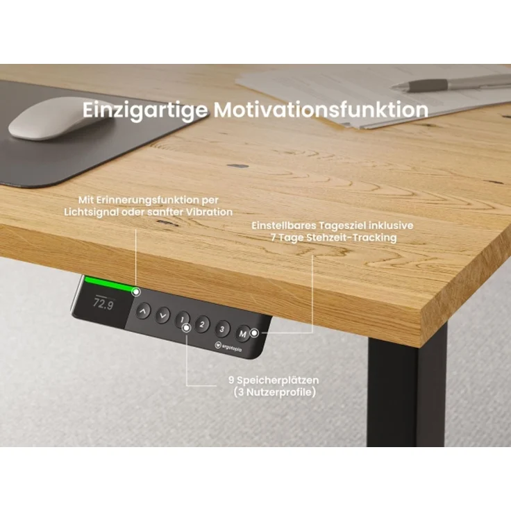 Desktopia Pro X - Elektrisch höhenverstellbarer Schreibtisch / Ergonomischer Tisch mit Memory-Funktion, Eiche Echtholz, Gestell Weiß, 160x80 cm – Bild 2