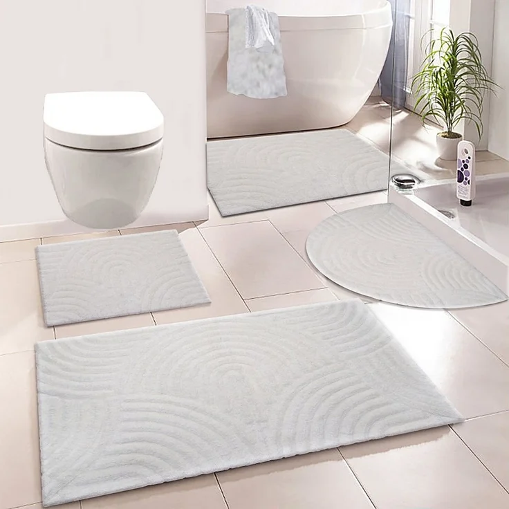 my home Badematte Juna, Badvorleger, Badezimmer Teppich, Zen, Scandi, Boho, Höhe 15 mm, rutschhemmend beschichtet, fußbodenheizungsgeeignet, Baumwolle, halbrund, Baumwolle, Hoch-Tief-Effekt, weich – Bild 5