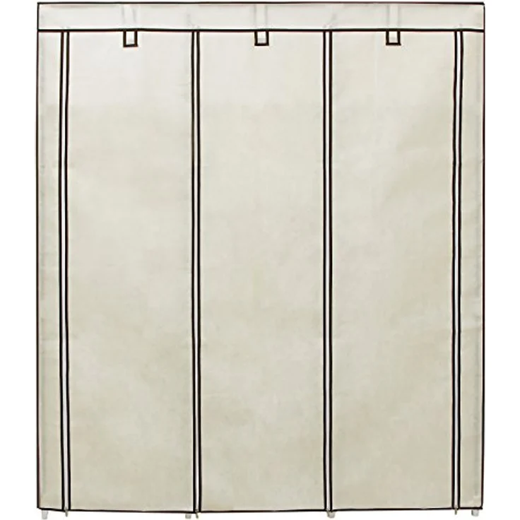 Songmics Kleiderschrank, Faltschrank, Stoffschrank, faltbare Garderobe mit 2 Kleiderstange, 175 x 150 x 45 cm, Beige RYG12M – Bild 7