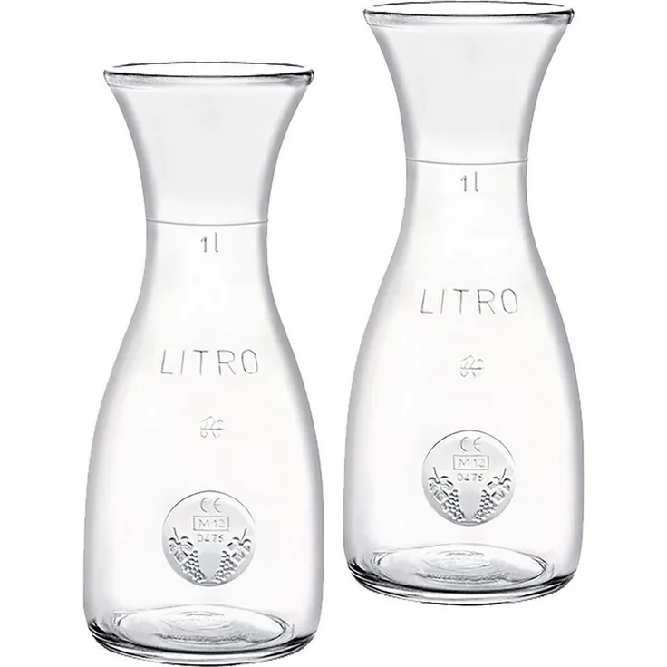 Glas Karaffe Misura 1,0L mit CE Eichring - 2 Stück