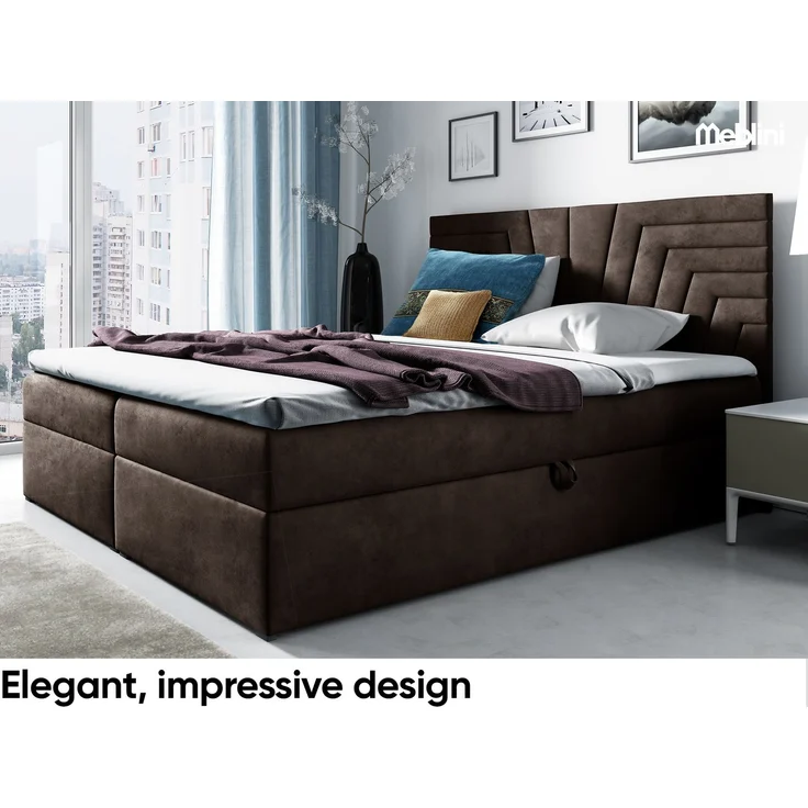 MEBLINI Boxspringbett BACALAR 200x200 cm mit Bettkasten – H4/Braun Samt Polsterbett - Gepolstert Doppelbett mit Matratze und Topper - Polsterbett mit Stauraum - Bett mit Kopfteil – Stauraumbett – Bild 3