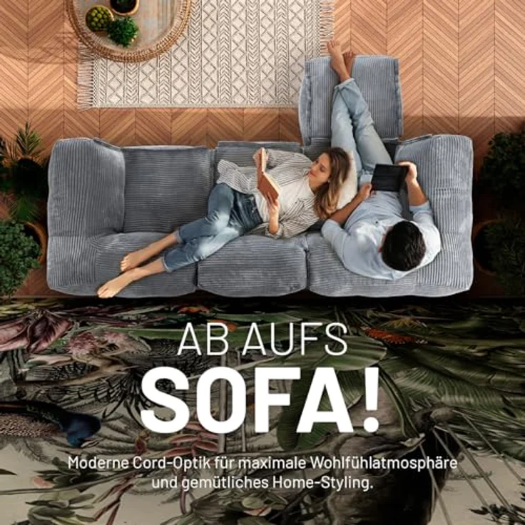 Lumaland Modulares Basic Set - Cord-Reihe | Indoor Sitzsäcke mit Softer Struktur, ideal Sofa Modulen & zum Pouf | Bean Bag mit Füllung - für Wohnzimmer & Co. – Bild 7