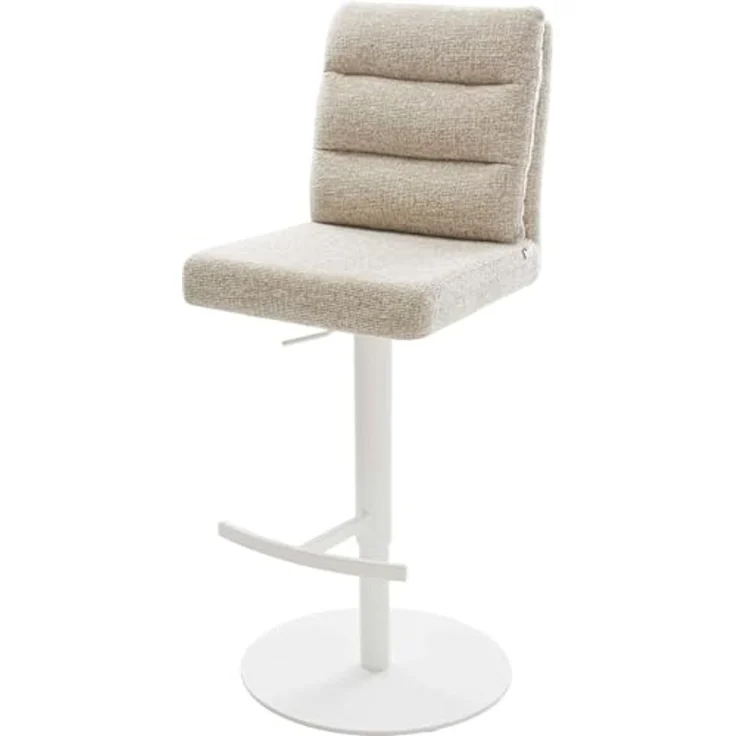Barstuhl Pela-Flex Webstoff Soft Beige Drehfuß höhenverstellbar Metall Weiß – Bild 1