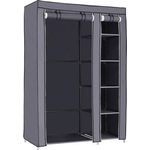 XL Garderobe, Faltschrank mit hochrollbaren Türen, Grau, 175 x 110 x 45 cm