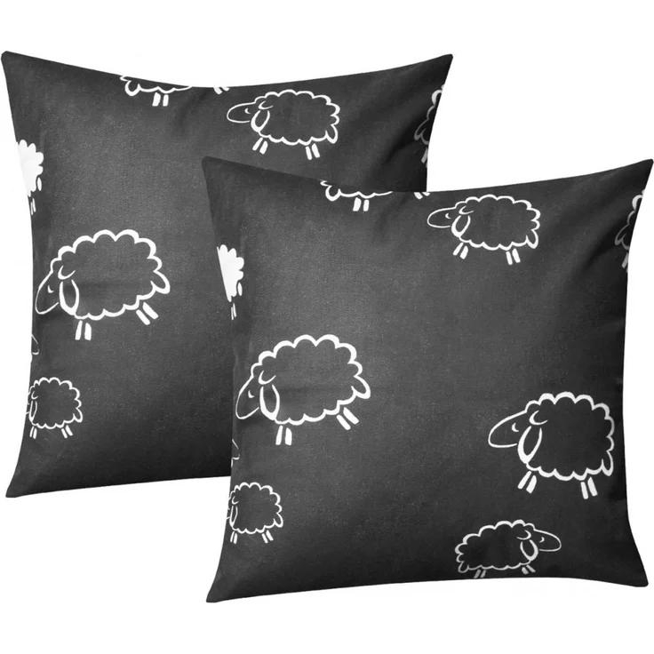 Heubergshop Kissenbezüge, (2 Stück), 2er Set 40x40 cm Schafe Schwarz Weiß Kissenhülle 100% Baumwolle (99/1) – Bild 2
