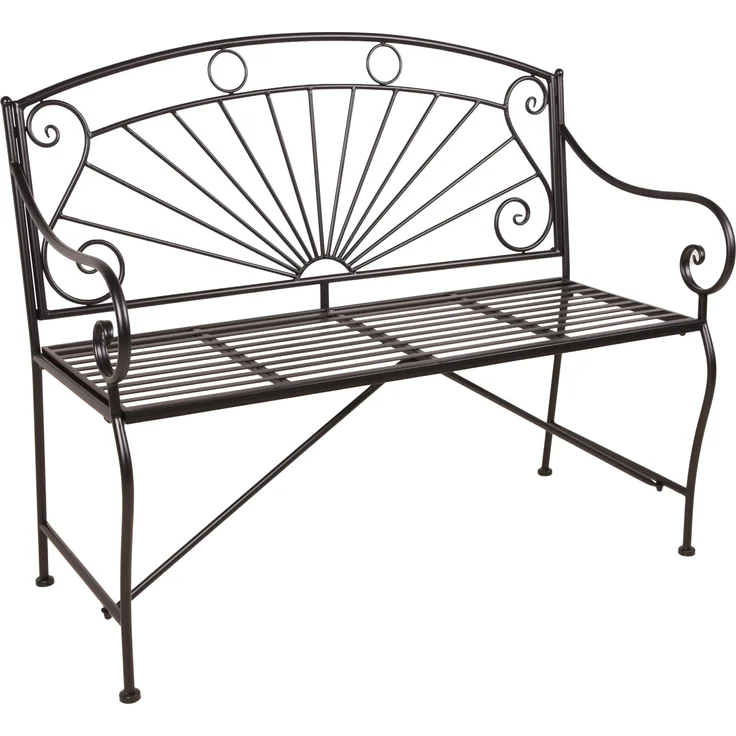 Gartenbank RENE - 111cm Breit, Stahl, Schwarz matt | Terrassenbank Wetterfest Sitzbank Outdoor Bank – Bild 1