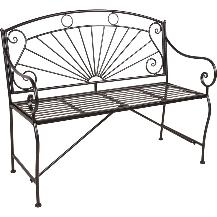 Gartenbank RENE - 111cm Breit, Stahl, Schwarz matt | Terrassenbank Wetterfest Sitzbank Outdoor Bank
