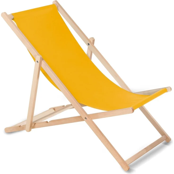 Green Blue Liegestuhl Sonnenliege Klappbar aus Buchholz ohne Armlehne Sonnenliege Gartenliege Liege (Gelb) – Bild 1