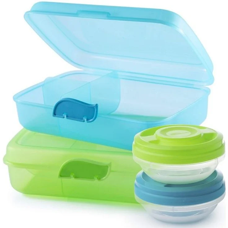Centi Lunchbox Lunchboxen mit Trennwänden und Klickverschluss, Kunststoff, (2er-Set) – Bild 3
