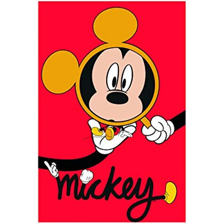 Komar Disney Wandbild Mickey Mouse Lupe, Kunstdruck für Kinderzimmer, Größe 40x50cm, ohne Rahmen, lichtbeständig und faltenfrei – Bild 1