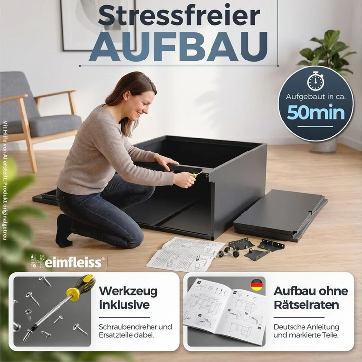 Heimfleiss® Aktenschrank Metallschrank abschließbar, verstellbare Böden – Bild 4