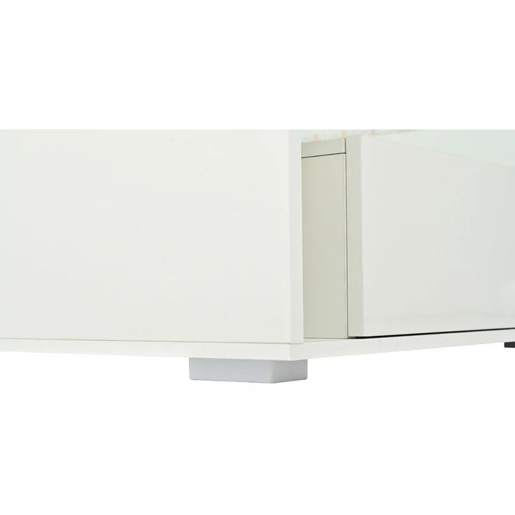 Couchtisch 70x70x35 cm in Weiß mit LED, Schubladen und Glasplatte – Bild 10