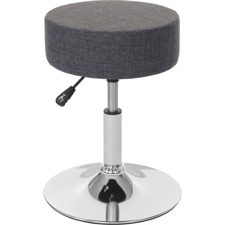 Hocker, höhenverstellbar, Ø 35cm, Textil in grau