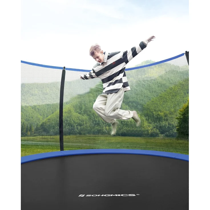Songmics Trampolin mit Leiter, Sicherheitsnetz und gepolsterten Stangen, Stahl blau, Ø 427 cm – Bild 2