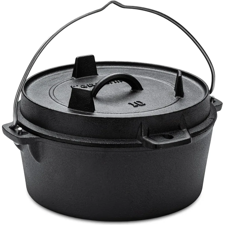 Naturehike Dutch Oven mit Deckel, 4.5 Qt, vorgebrannter Dutch Oven aus Gusseisen mit Aufbewahrungstasche, Doppelgriffe, Deckel dient auch als Grillpfanne aus Gusseisen, Schwarz