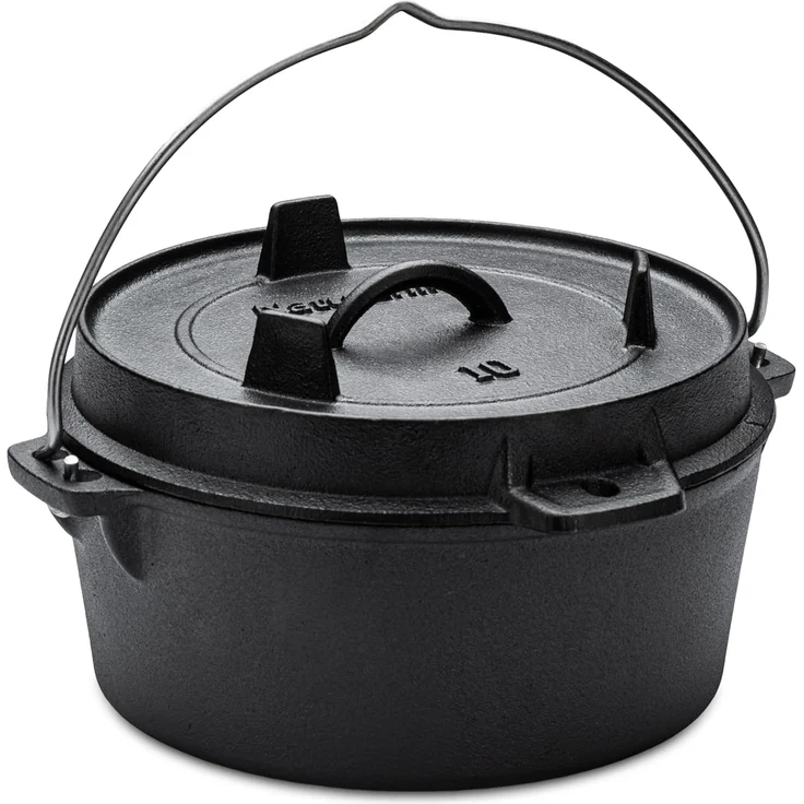 Naturehike Dutch Oven mit Deckel, 4.5 Qt, vorgebrannter Dutch Oven aus Gusseisen mit Aufbewahrungstasche, Doppelgriffe, Deckel dient auch als Grillpfanne aus Gusseisen, Schwarz – Bild 1