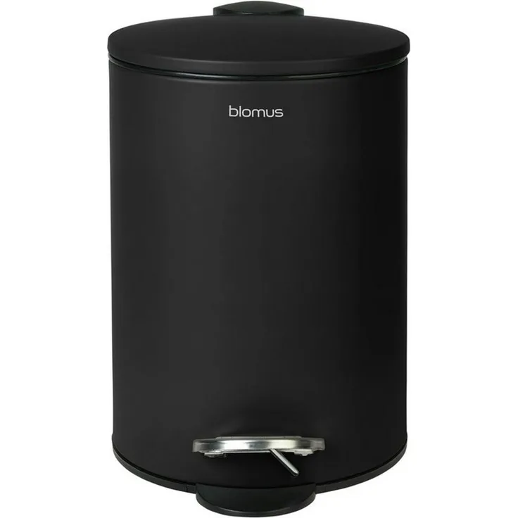 Blomus Treteimer Tubo, Abfalleimer, Bad Mülleimer, Stahl pulverbeschichtet, Kunststoff, Black Matt, 3 L, 69214