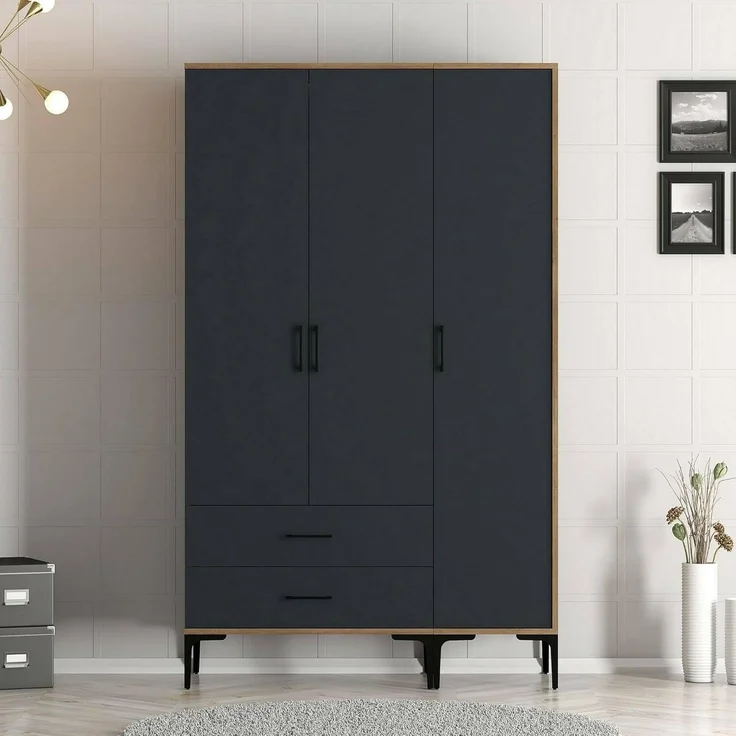Dmora Kleiderschrank 3 Türen Albireo 120x47,5 cm Braun – Bild 4