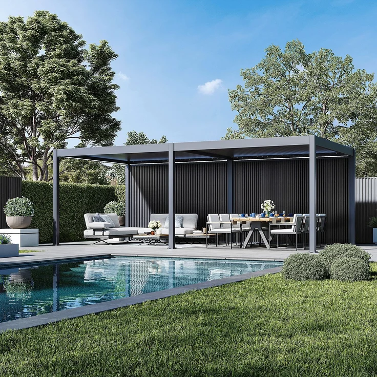 Weide WPC Sichtschutzwand anthrazit für Pergola – Bild 1