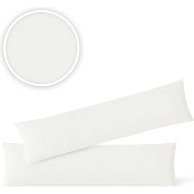 Jersey Kissenbezug, 2er Set, Baumwolle, Weiß, 40x145 cm – Bild 2