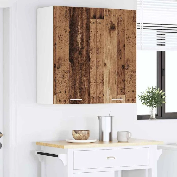 Küchen-Hängeschrank, Wandschrank mit Speicher Altholz 80 x 31 x 80 cm Holzwerkstoff – Bild 4