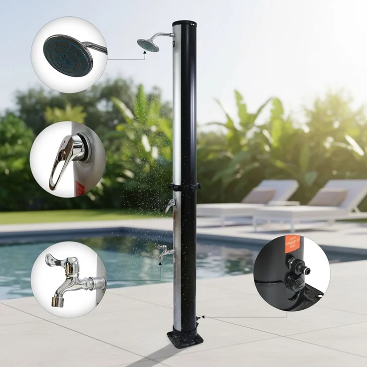Solardusche 20L Silber Gartenbrause Fußdusche Camping Pool Regendusche Outdoor – Bild 7