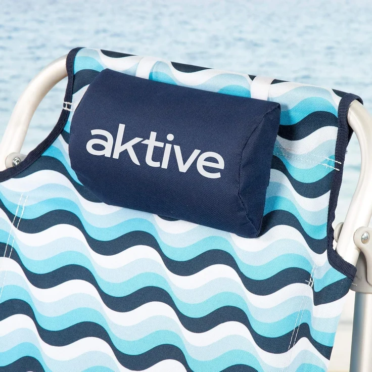 AKTIVE Strandstuhl, klappbar, 64 x 63 x 43/105 cm, Aluminium und Polyester, 5 Positionen, mit Rucksackgriffen, Armlehnen und Seitentaschen, Kippschutz, robust und leicht, Modell Aruba (62416) – Bild 7