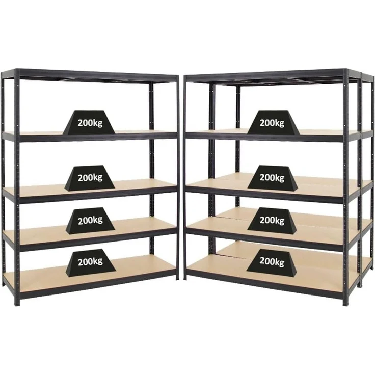 PROREGAL Mega Deal 3er-Set Schwerlastregale Giant Elephant 180 x 150 x 45 cm mit 5 Ebenen Fachlast 200kg Schwarz, Kellerregal, Steckregal, Garagenregal, Lagerregal – Bild 1