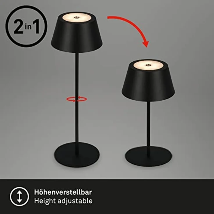 BRILONER – LED Tischlampe Kabellos, RGB Nachttischlampe Touch, Schreibtischlampe, Leselampe, Tischleuchte Outdoor & Indoor, USB-C, Camping Lampe, Warmweißes Licht und buntes Licht, Schwarz – Bild 5