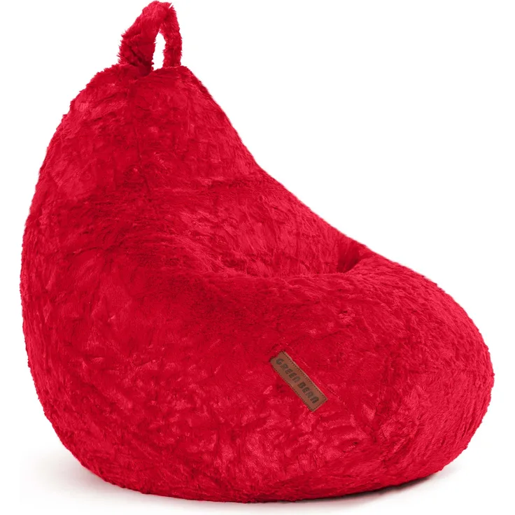 Green Bean® Plüsch Sitzsack 45x45x60cm - Indoor Sitzkissen mit 120L EPS Perlen Füllung Kuschelig Waschbar - Rot