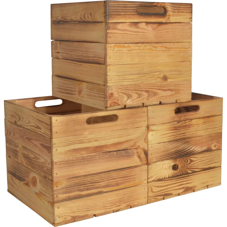 CHICCIE Holzkiste Kallax Aufbewahrungsbox Geflammt 33x38x33cm (2 St) – Bild 3