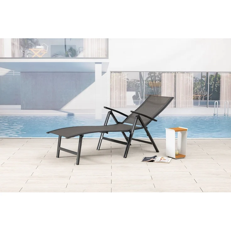 Mandalika Garden NOX Alu-Sonnenliege Klappliege in anthrazit / mixed-taupe – Bild 7