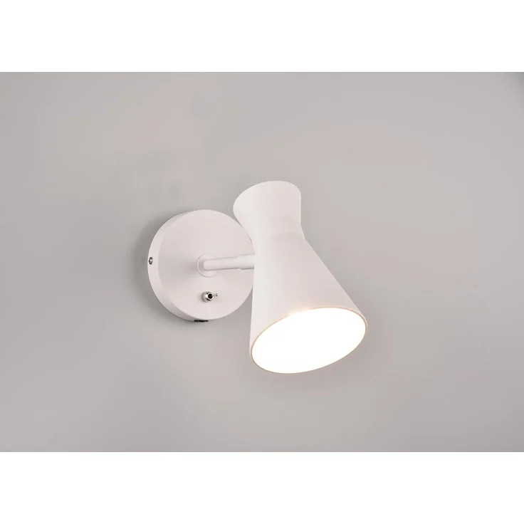 Wandstrahler ENZO Retro Weiß mit Schalter & Stecker, Breite 12cm – Bild 2