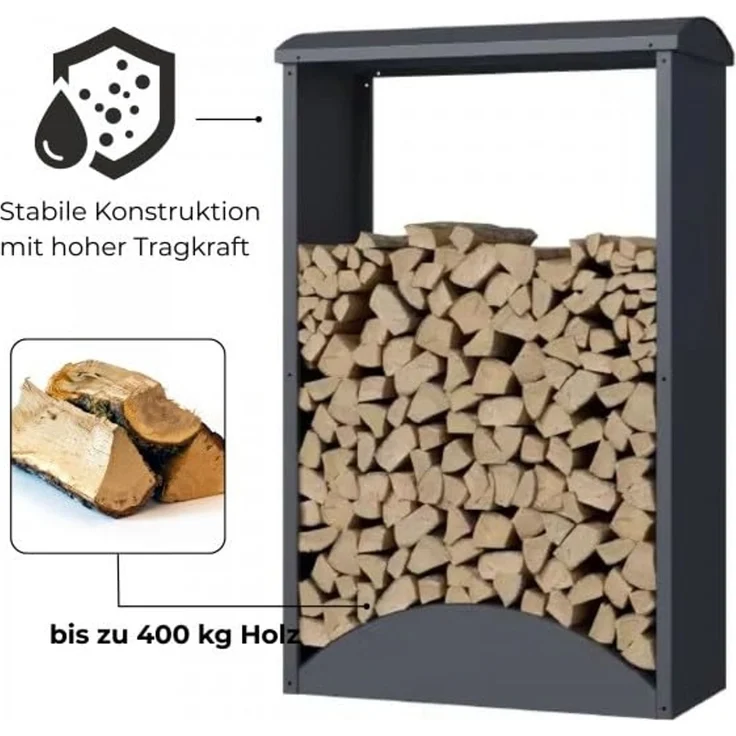 osoltus Brennholzregal Kaminholzregal Metall Anthrazit H 160 cm B 98 cm – Bild 4