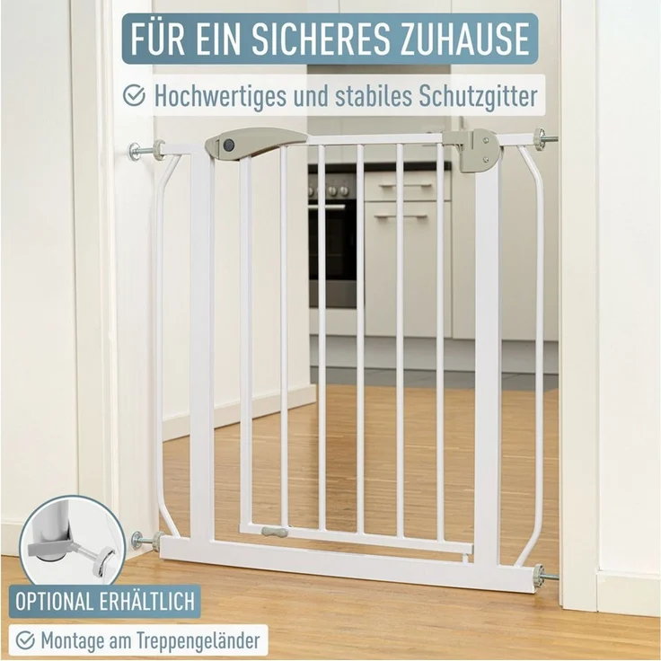 ib style Türschutzgitter Berrin Treppengitter 67-75 cm inkl. Y-Adapter, Ohne Bohren, Sicherheitsgitter für Türen und Treppen, Zum Klemmen – Bild 3