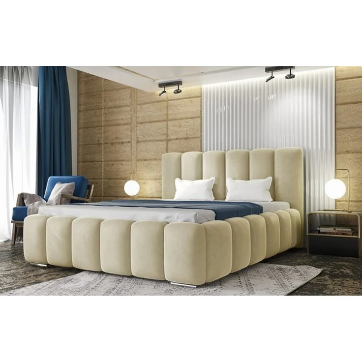 thematys Polsterbett mit Bettkasten & Lattenrost Stauraumbett 200x200cm, mit 19 cm 7-Zonen-Wende-Taschenfederkern H3/H4 mit Kokos, Samt, Beige – Bild 6