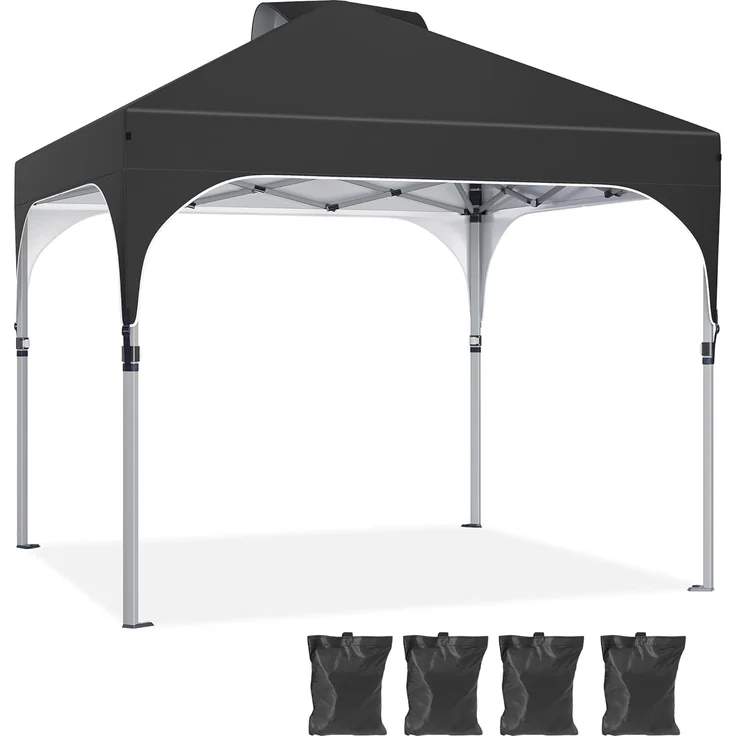 YITAHOME 3X3Meter wasserdichte Pavillon Faltpavillon, Faltbarer Stabil Pop up Pavillon Outdoor Anti-UV Gartenpavillon Höhenverstellbarfür Alle Jahreszeiten Für Märkte Pool Festival, Schwarz – Bild 1