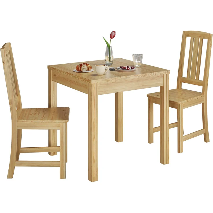 Klassische Essgruppe mit Tisch und 2 Stühle Kiefer natur Massivholz 90.70-50 C -Set 22 – Bild 3