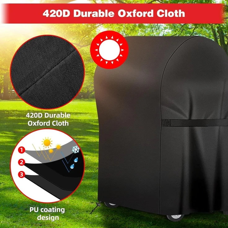  SPGOOD Grillabdeckung, wasserdicht, 420D Oxford-Stoff schwarz, 76 x 66 x 110 cm – Bild 4