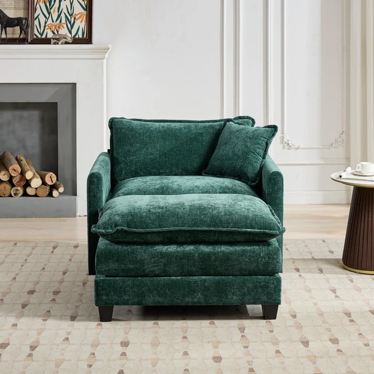 ZUBALIYA Sofa mit LED - Beleuchtung, mit Chenille - Bezug, mit Cordbezug, modular aufgebaut, aus Chenille, für Wohnzimmer und Apartments – Bild 8