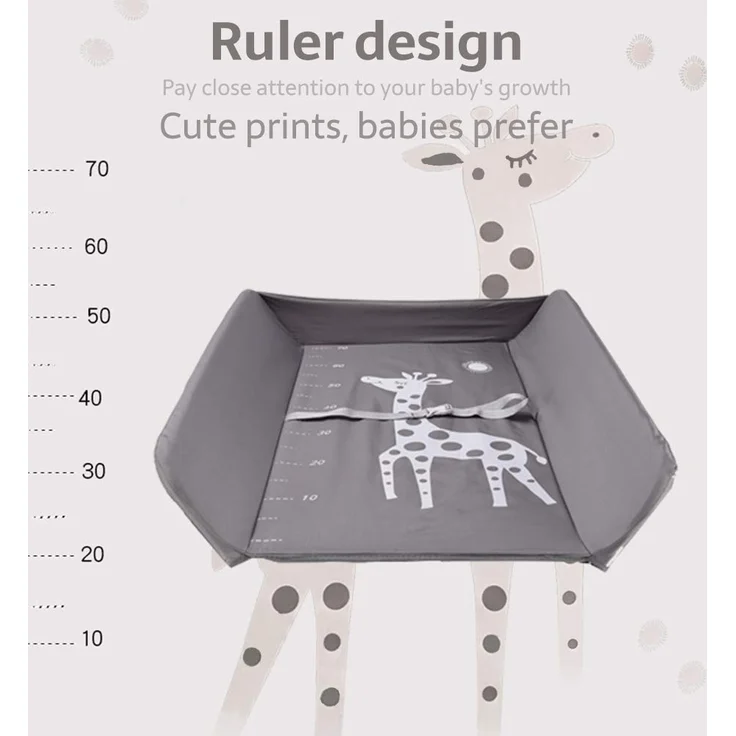 RELOVE Wickeltisch faltbar, mit Aufbewahrungskorb an der Seite, Struktur aus Eisen, max. Belastung 25 kg, für Neugeborene, ergonomisches Design, Wickeltisch, faltbar und tragbar (grau (80 x 66 x 98 – Bild 2